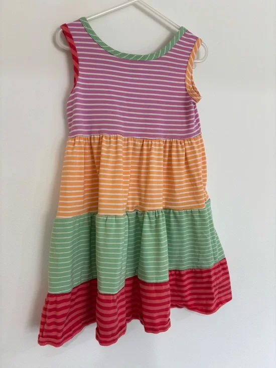 Bonnie Jeans Girls Spring Striped Dress Size 5, Color Block Tiered Easter Dress - Picture 3 of 6